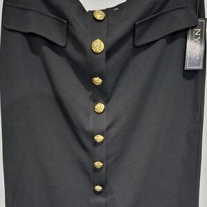 NYC Black Skirt with Gold Buttons